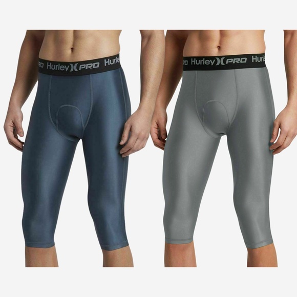 Hurley Pro 23” Compression Surf Tights Shorts Mens Size S 50+ UPF 2 Pack - Picture 1 of 6